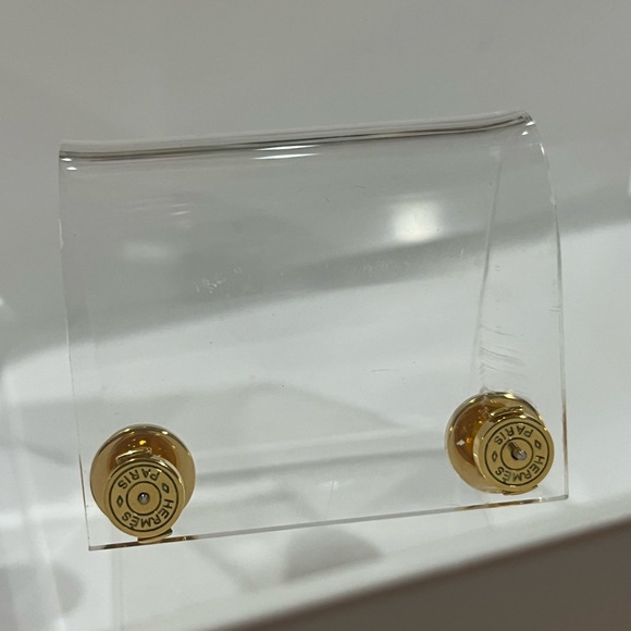 Reversible Hermes Gold Stud Earrings